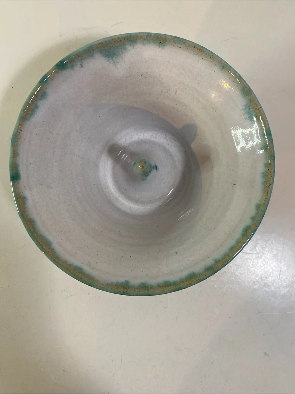 A.R. Britt Pottery Green Drip Glaze Juicer Apple Baker Handmade North Carolina